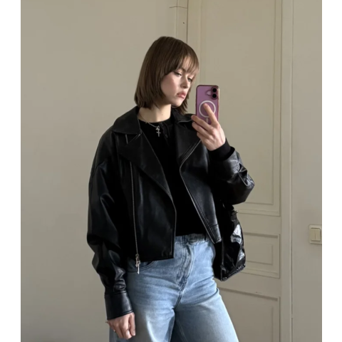 AllSaints真皮！原价£329@Lisa 丽莎 Vela 皮夹克 黑金