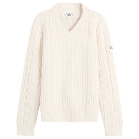 MM6 Maison Margiela V领针织卫衣 米白色