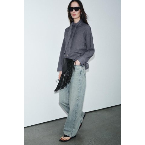 ZaraZW COLLECTION 格纹衬衫 围巾款