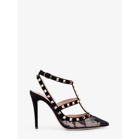 Valentino GaravaniRockstud 麂皮蕾丝高跟鞋