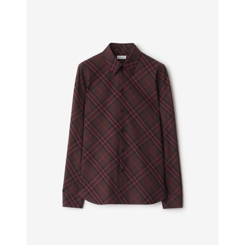 Burberry修身格纹棉衬衫