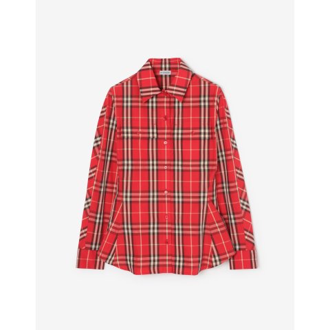 Burberry修身格纹棉衬衫