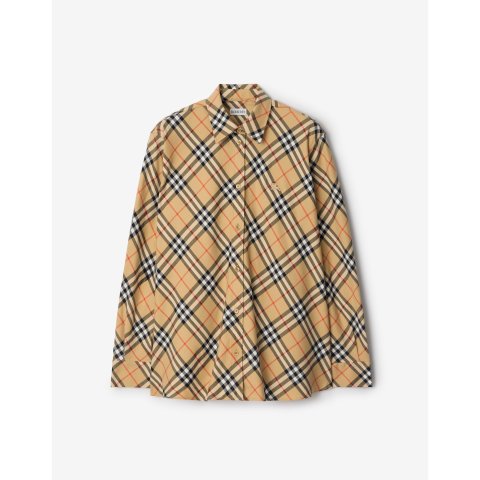 Burberry格子宽松棉法兰绒衬衫