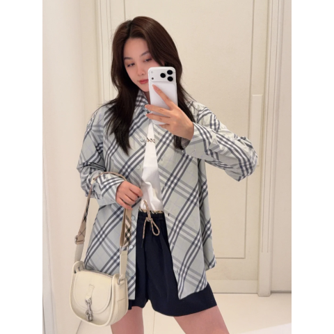 Burberry新款格子衬衫Check 棉质府绸衬衫