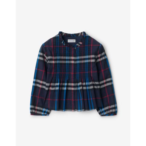 Burberry14Y有！成人可穿Check 棉府绸上衣