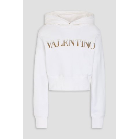 Valentino Garavani亮片法棉混纺连帽衫