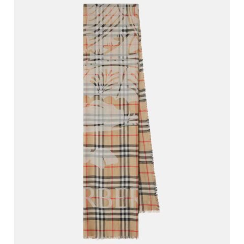 Burberry EKD 格纹羊毛真丝围巾