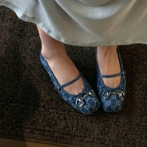 Gucci  GG牛仔芭蕾平底鞋 蓝色