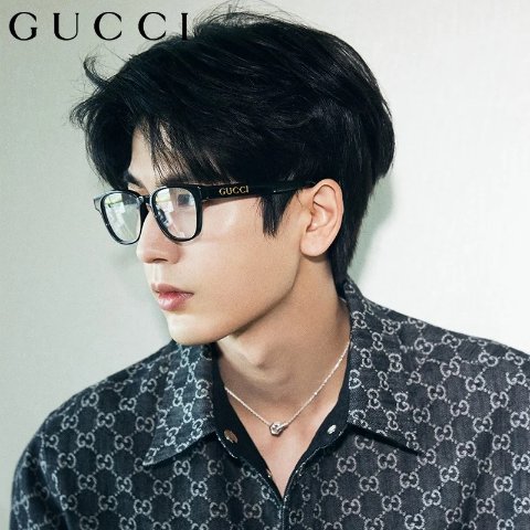 Gucci张凌赫同款Gucci GG1669O 005 男士方框眼镜 52mm