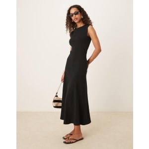 ASOS Design 黑色纯棉无袖中长连衣裙