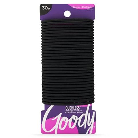 GoodyOuchless Womens Elastic Hair Tie - 30 Count, Black - 4MM for Medium Hair- Hair Accessories for Women Perfect for Long Lasting Braids, Ponytails and More - Pain-Free