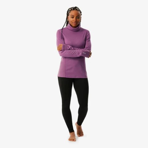 Women s Ski Base Layer Top - BL 900 Wool neck - Pink