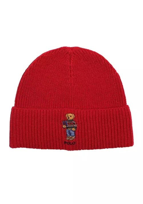 Ribbed Holiday Bear Beanie