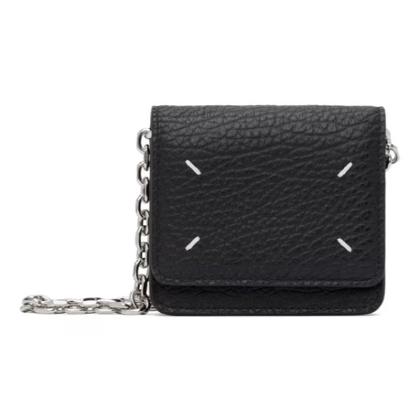 Black Small Four Stitches Chain Wallet Bag