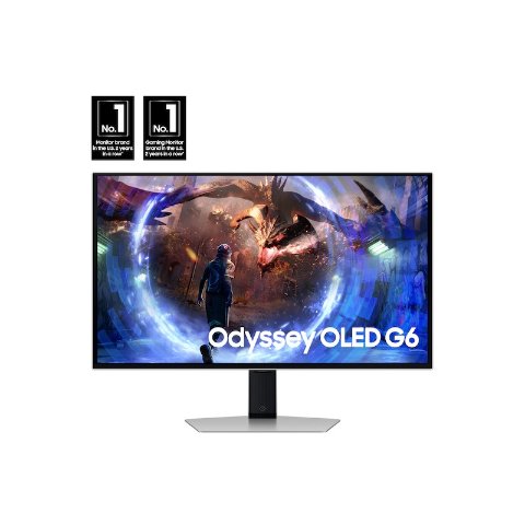 Samsung27" Odyssey OLED G6 (G60SD) QHD 360Hz 0.03ms FreeSync™ Premium Pro Gaming Monitor with Sleek Metal Design | Samsung US