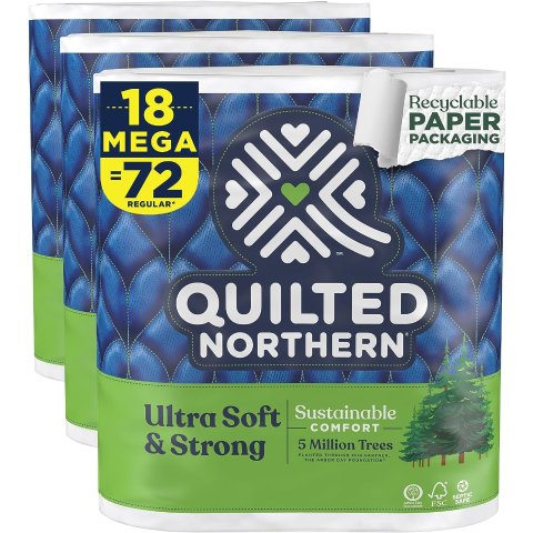 Quilted Northern Ultra Soft & Strong Toilet Paper, 18 Mega Rolls = 72 Regular Rolls