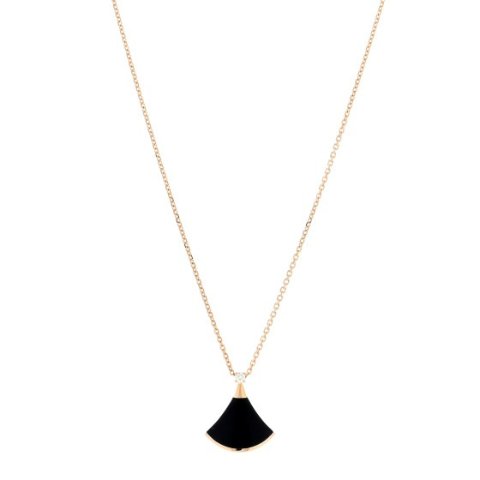 18K Rose Gold Diamond Black Onyx Divas  Dream Pendant Necklace