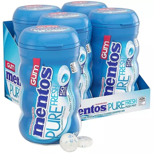 Mentos 薄荷口味无糖口香糖50粒 4瓶