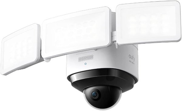 Security Floodlight Cam 2 Pro, 360-Degree Pan and Tilt Coverage, 2K Full HD, Smart Lighting, Weatherproof, On-Device AI Subject Lock and Tracking, No Monthly Fee