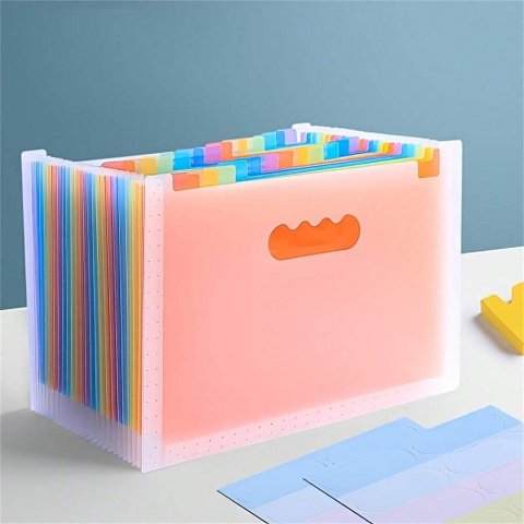 13/25 Pockets/1pc Expanding File Folder, File Organizer, A4 Letter Size Paper Document, Multicolor Desktop Organizer With Colored Tabs, Storage Bag For Classroom Home Office And Travel Free Index Label
