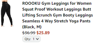 ROOOKU Gym Leggings for Women Squat Proof Workout Leggings Butt Lifting Scrunch Gym Booty Leggings Seamless 4 Way Stretch Yoga Pants (Black, M)