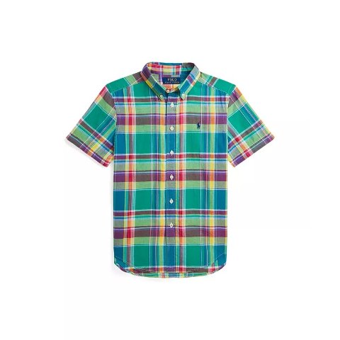 Polo Ralph Lauren大码成人可穿大童格纹衬衫
