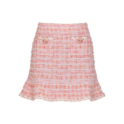 Checked boucle knitted mini skirt