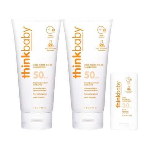 Thinkbaby Sunscreen Lotion SPF 50, 6 fl oz Duo and Sunscreen Stick SPF 30, 0.64 Ozweego