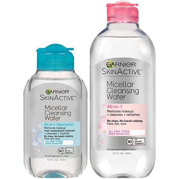 SkinActive Micellar Cleansing Water, For All Skin Types, 3.4 Ounce