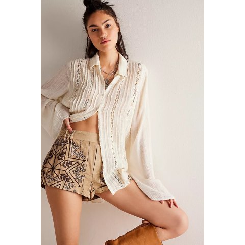 Free People刺绣短裤