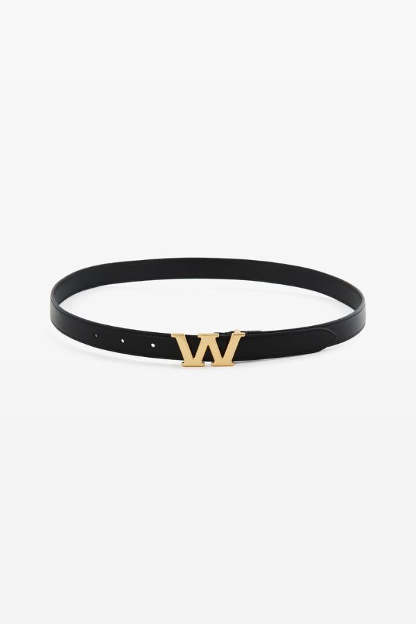 w logo 皮革细腰带