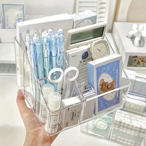 1pc Transparent Acrylic Desktop Organizer Storage Box