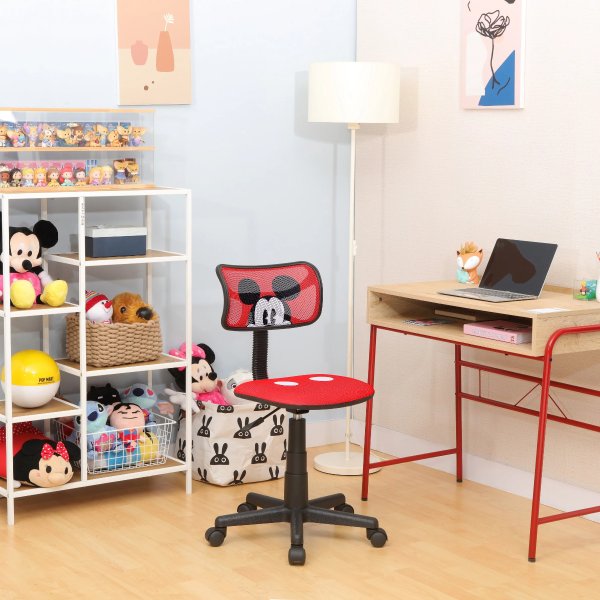 Mickey Mouse Printed Swivel Mesh Desk Chair, Red, 21 x 23 x 35
