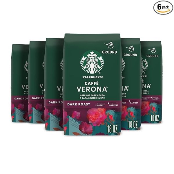 Dark Roast Ground Coffee — Caffe Verona — 100% Arabica — 6 bags (18 oz. each)