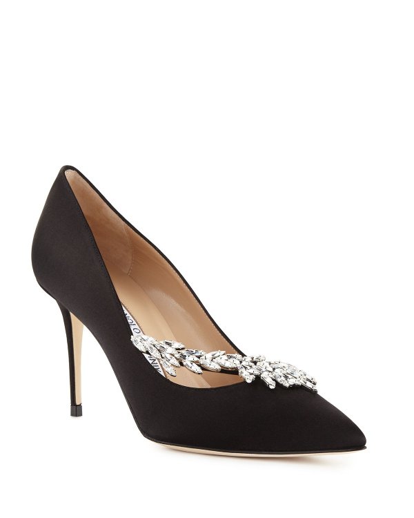 Nadira Jeweled Satin 90mm Pump