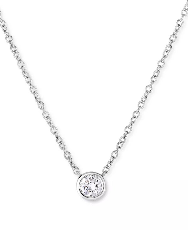 Lab-Created Diamond Bezel Solitaire Pendant Necklace (1/5 ct. t.w.) in Sterling Silver, 18" + 2" extender