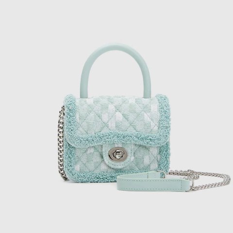 Quilted Raw Trim Tweed Shoulder Bag