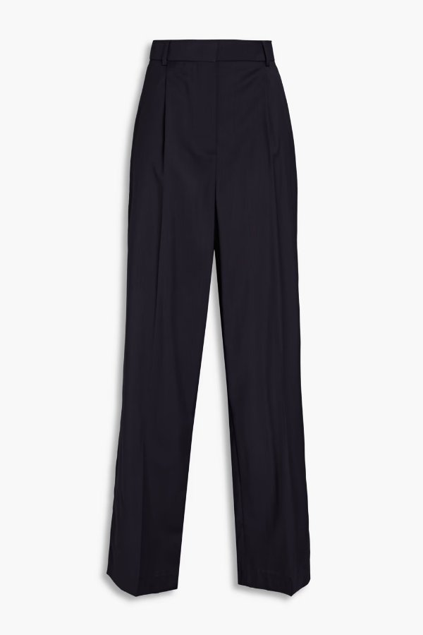 Pleated wool-twill wide-leg pants