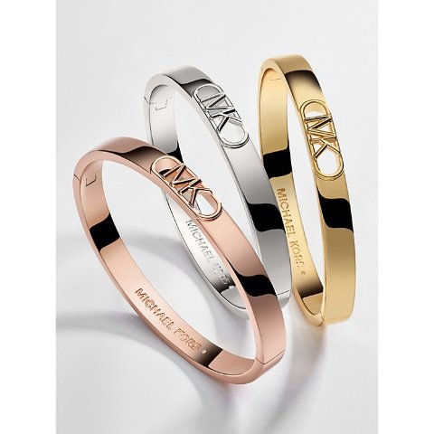 Precious Metal-Plated Brass Empire Logo Bangle