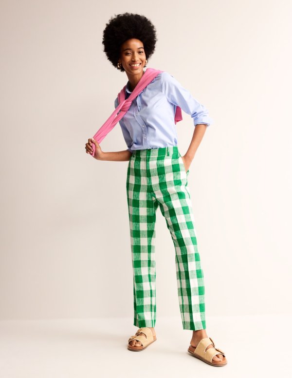 Kew Linen PantsGreen Tambourine Gingham