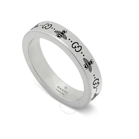 Gucci$20 off $450Open Box - Gucci Sterling Silver Signature GG Bee Motif Ring, Size 12