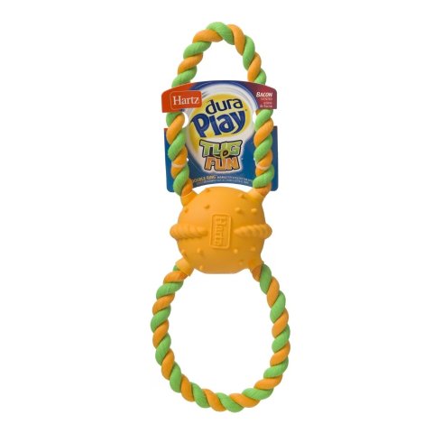 Hartz Dura Play Tug of Fun Double Ring Squeaky Latex Dog Toy