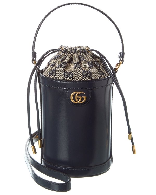 Ophidia Mini Leather Bucket Bag / Gilt