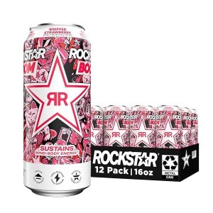 Rockstar 奶油草莓口味能量饮料16oz 12罐