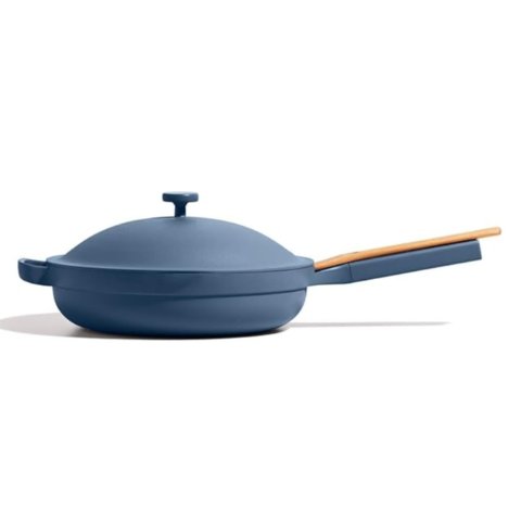 Always Pan - Large 12.5-Inch Nonstick, Toxin-Free Ceramic Cookware | Versatile Frying Pan, Skillet, Saute Pan | Stay-Cool Handle | Oven Safe | Lightweight Aluminum Body | Blue Salt