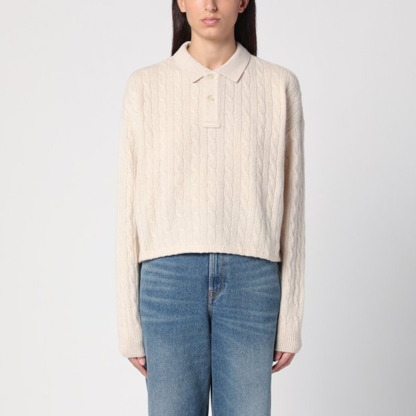 Wool and cashmere cable-knit polo shirt | TheDoubleF