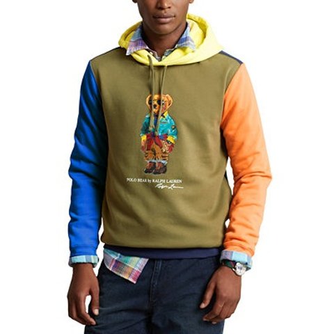 Polo Ralph Lauren拼色小熊连帽卫衣
