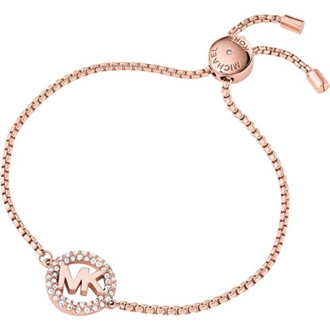 Michael Kors Women s Stainless Steel Rose Gold-Tone Slider Bracelet with Crystal Accents