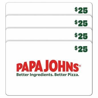 Papa Johns $25 电子礼卡4张