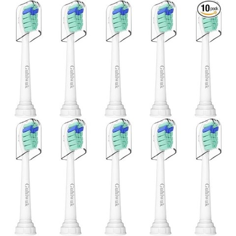 性价比高！$9.48Guhiwuk 电动牙刷替换刷头10支 适用于Philips Sonicare